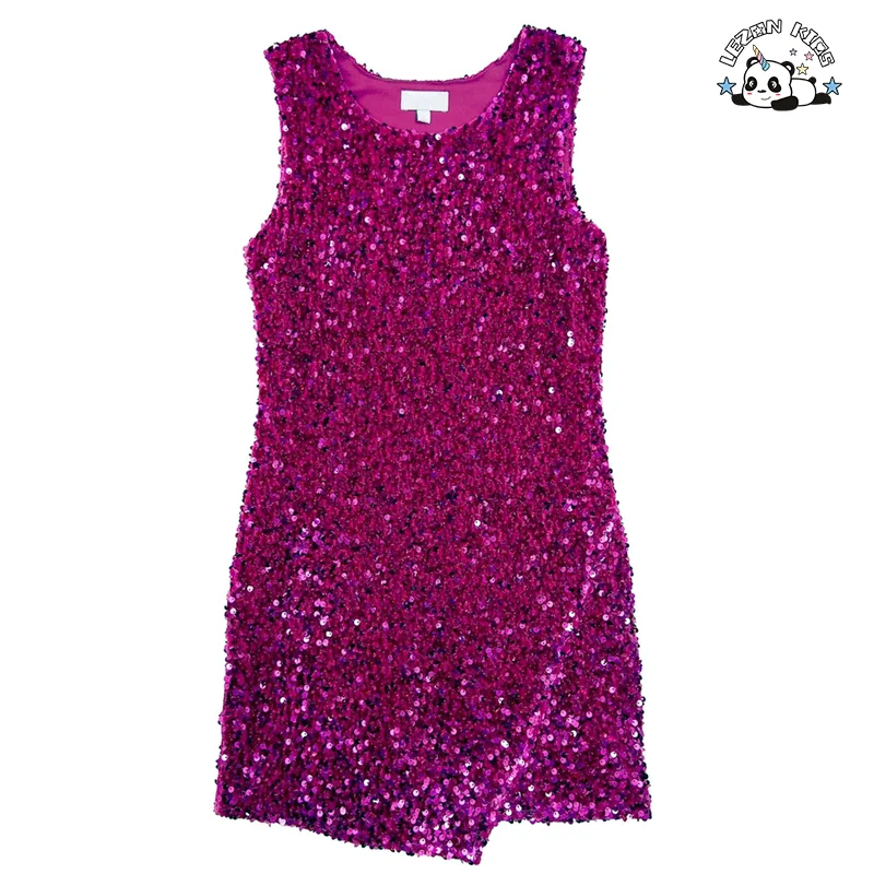 LEZONKIDS - Customizable Hot Sale Velvet Sequin Dress Party Sequin Girls Elegant Dress Kids Dresses for Girls